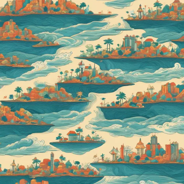An image of a vast ocean dotted with islands representing industries. Consumers form waves around some islands, while others remain deserted.
