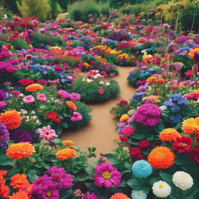 A colorful garden filled with rare blooms representing innovative product offerings and marketing strategies that differentiate businesses amidst market competitors