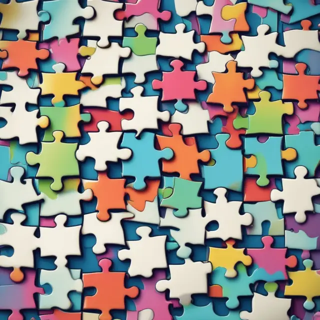 Vibrant puzzle pieces representing various market segments interlocking to form a comprehensive marketing strategy