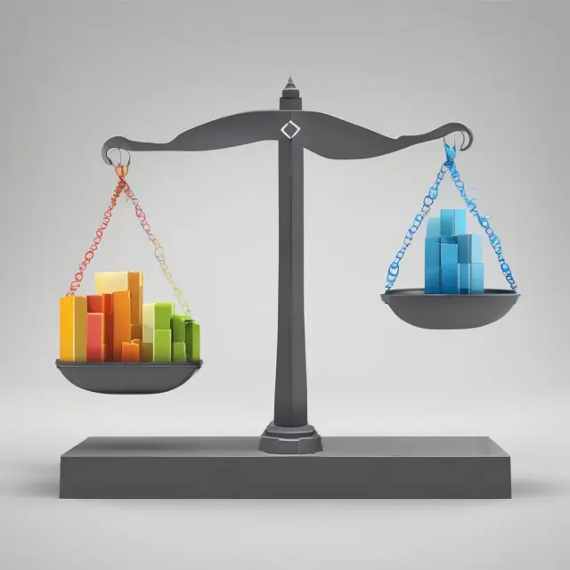 Scale tipping between Apple and Walmart, illustrating differing market shares in technology and retail sectors