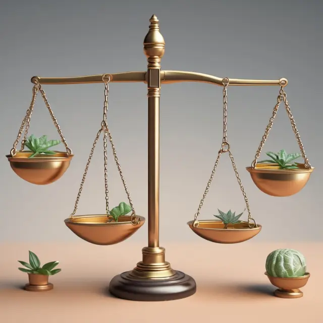 A set of market scales with assets visually representing their rise or fall based on changing market conditions.