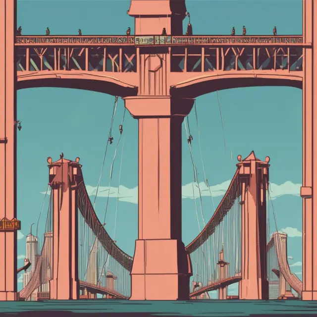 Two pillars representing bid and ask prices supporting a bridge illustrating markup profits for dealers