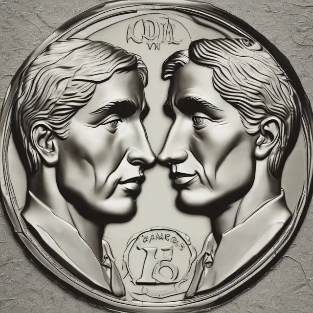 A coin symbolizing opposite market forces: markups (selling high) and markdowns (selling low).