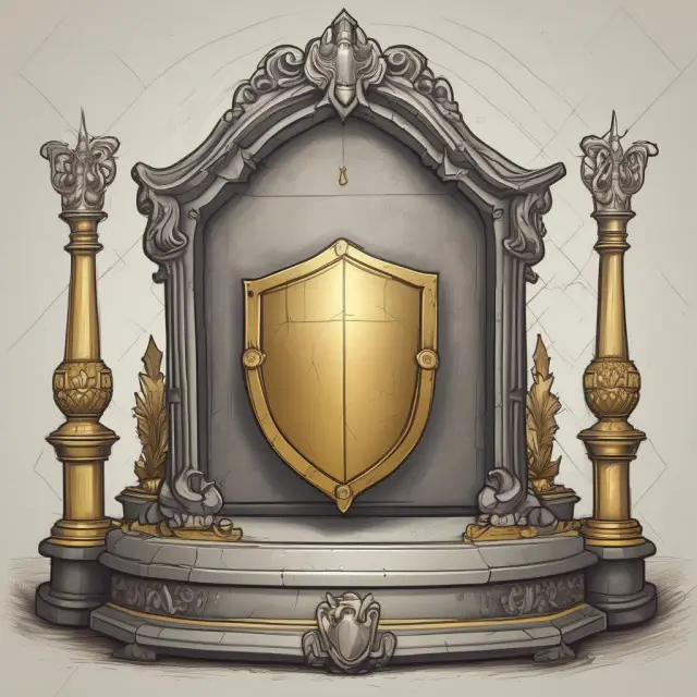 Golden shield symbolizes married puts, offering downside protection. Silver plate represents covered calls, generating income from premiums.