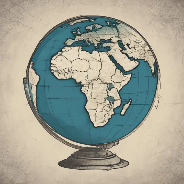 Image of a cracked globe with countries under martial law depicted by flames or economic growth