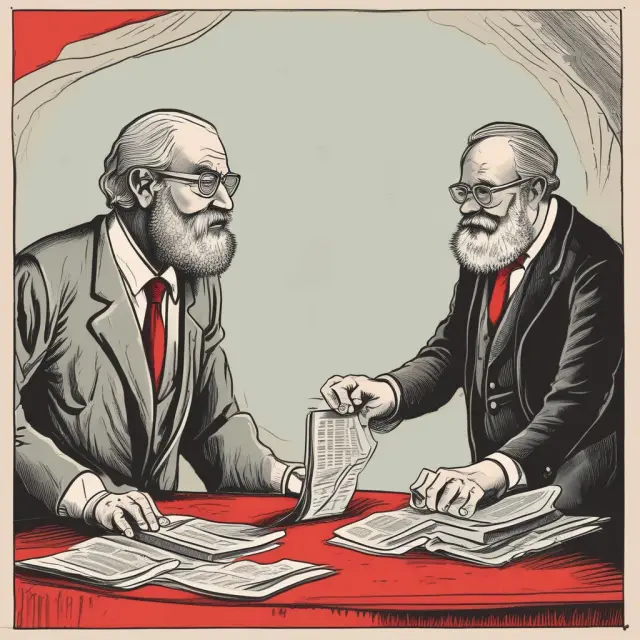 Two balanced scales represent Marx
