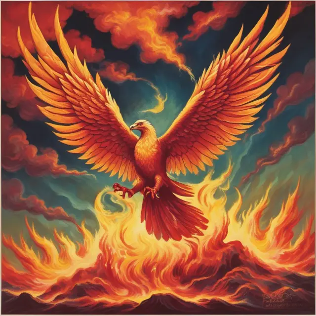 Phoenix emerging from flames signifies Marx