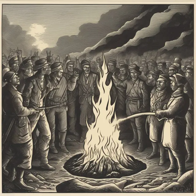 A burning phoenix symbolizes Marx