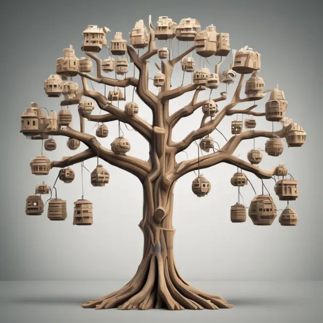 A tree sprouting from interchangeable parts symbolizes the evolution of mass production into mass customization, illustrating the growth of personalized products