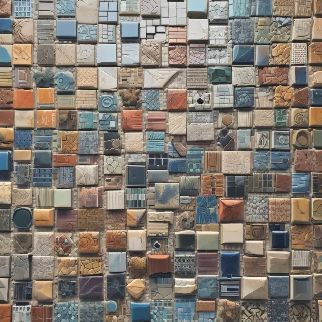 Mosaic tile background with customized examples from retail (fashion), software, finance, and housing industries