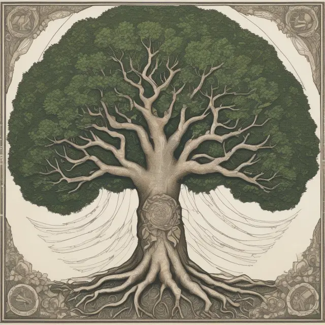 Master hedgefund tree with interconnected roots symbolizing tax-exempt and taxable capital, branches illustrating diverse investor groups, and tailored solutions reflecting various fee structures.