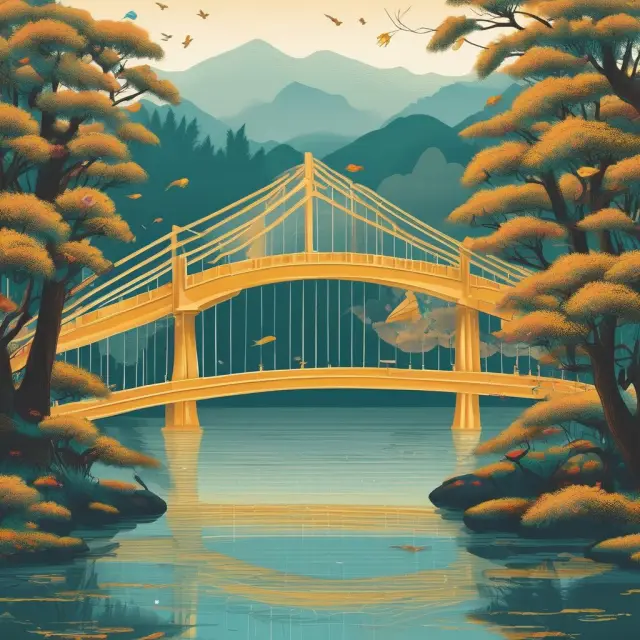 A river flowing with financial transactions connects intertwined trees symbolizing banks, representing Mastercard