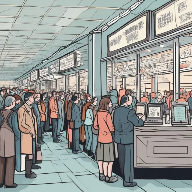An illustration of an older order taking precedence at a busy trading floor, reflecting the FIFO algorithm