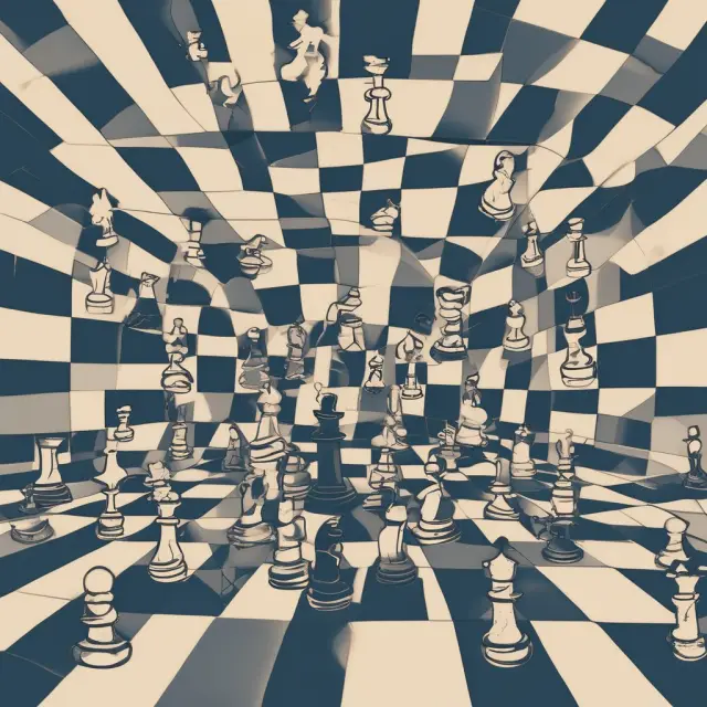 Two players move their pieces according to the First-In-First-Out (FIFO) and Pro-Rata order matching algorithms on a chessboard, symbolizing fairness in market participant interactions.