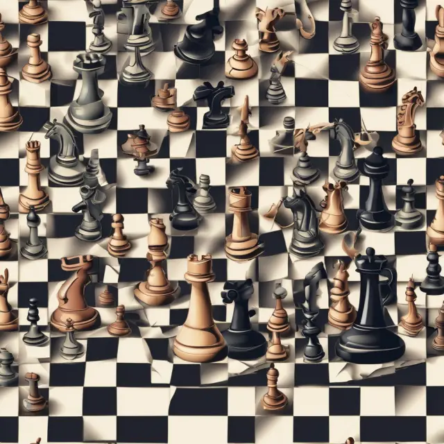 King representing mature industries, rook symbolizing declining industries on a chessboard. Maturity as stability, decline as chaos