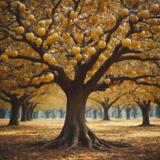 A golden tree with apples representing capital gains and RMDs at maturity