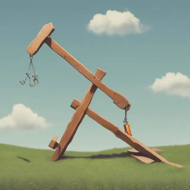 A balanced seesaw with investment assets representing a balance between risk and reward in Maximum Drawdown Analysis.