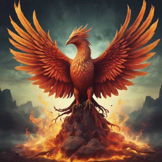 Phoenix rising, symbolizing potential catastrophic losses (Maximum Foreseeable Loss) and business recovery through insurance