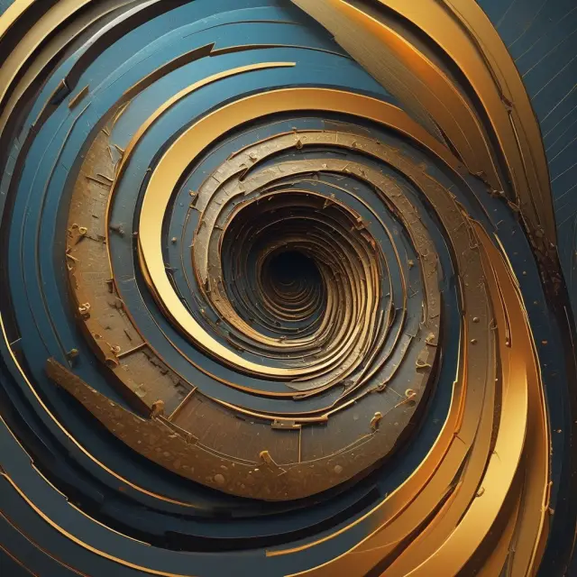 Golden spiral representing credit history, lengths, merging into a person