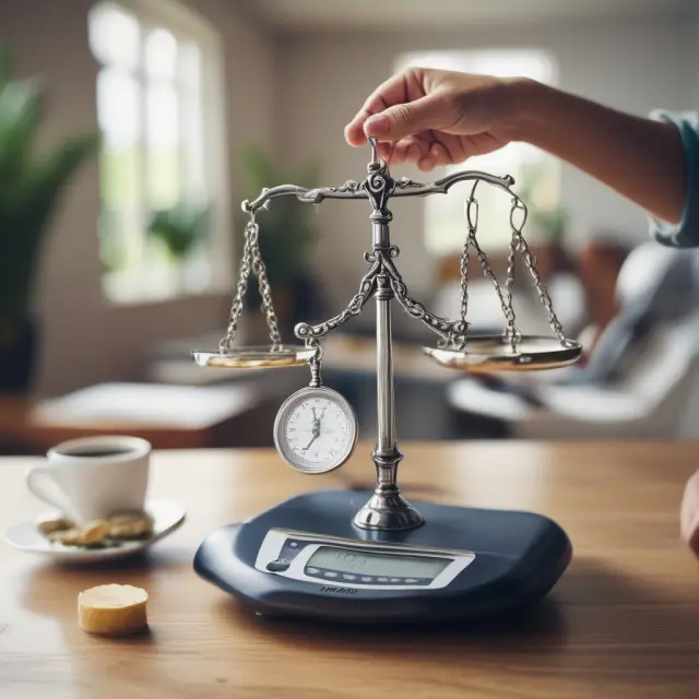 A lender holds a set of balance scales as they assess borrowers