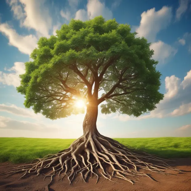 A growing tree symbolizes maximizing borrowing power through improving credit and increasing income.