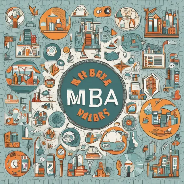 A vibrant mosaic of industries shapes a specialized MBA degree, symbolizing the diverse concentrations available for students to tailor their learning experience
