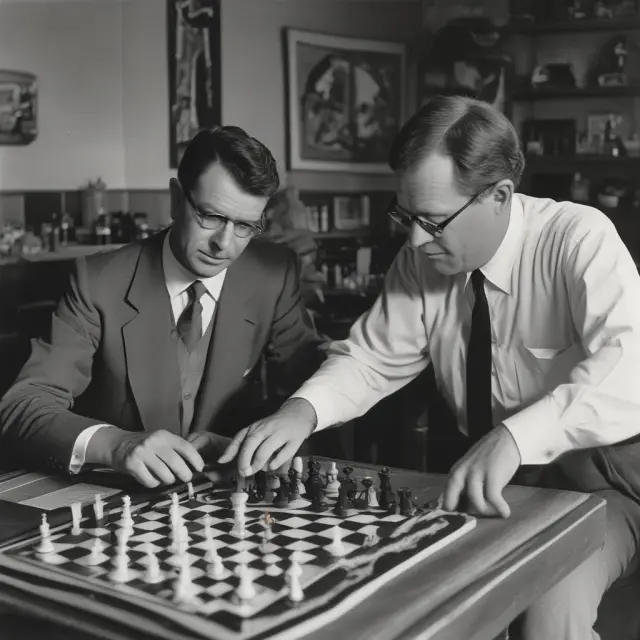McClellan Oscillator creators sharing wisdom, chessboard symbolizing exchanges
