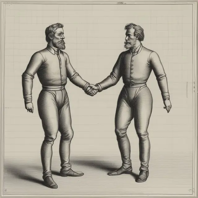 Mathematician engaging in a dance with two formulas for the Original and Adjusted McClellan Oscillator, representing their intertwined roles in stock market analysis.