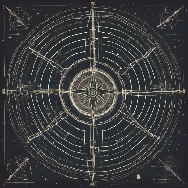 A compass pointing towards a starry night sky, symbolizing the alignment of organizational strategy with its mission, vision, and goals.