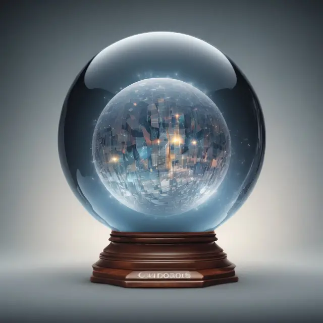 Crystal ball displaying Michigan Consumer Sentiment Index (MCSI) data for illustrative economic trends