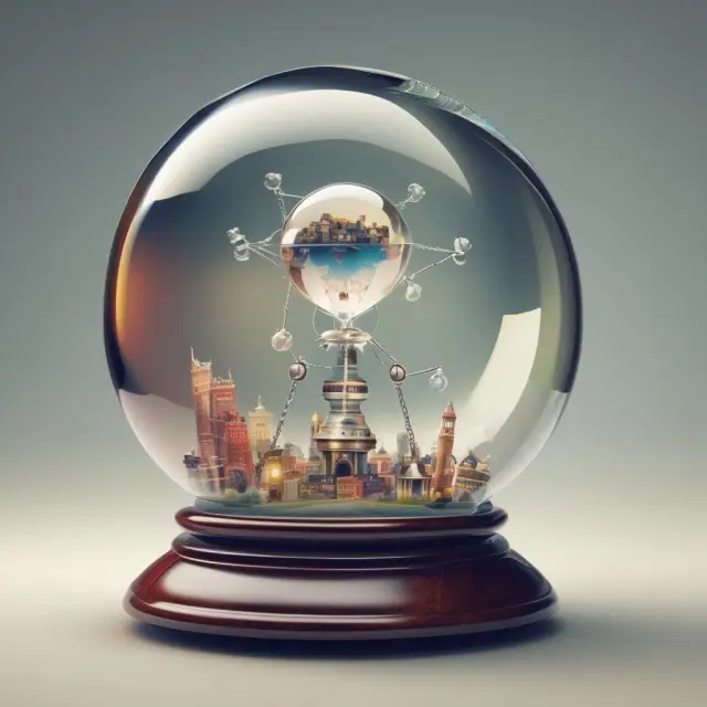Crystal ball displaying fluctuating consumer sentiment affecting various market sectors