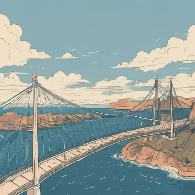 An image of a sturdy bridge linking two islands representing goals and capabilities in a media kit for successful partnerships
