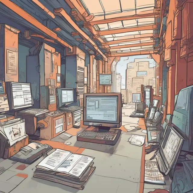 A sturdy bridge connecting an institutional investor holding a briefcase to a chest overflowing with media kit documents and charts