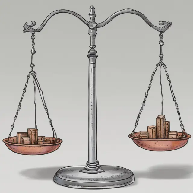 A scale with weights representing extreme data points, and the median as a balanced counterweight