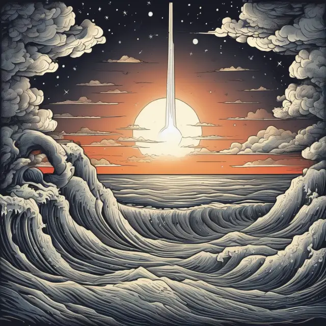 A lighthouse representing the median, guiding a ship (data) through rough seas of skewed data