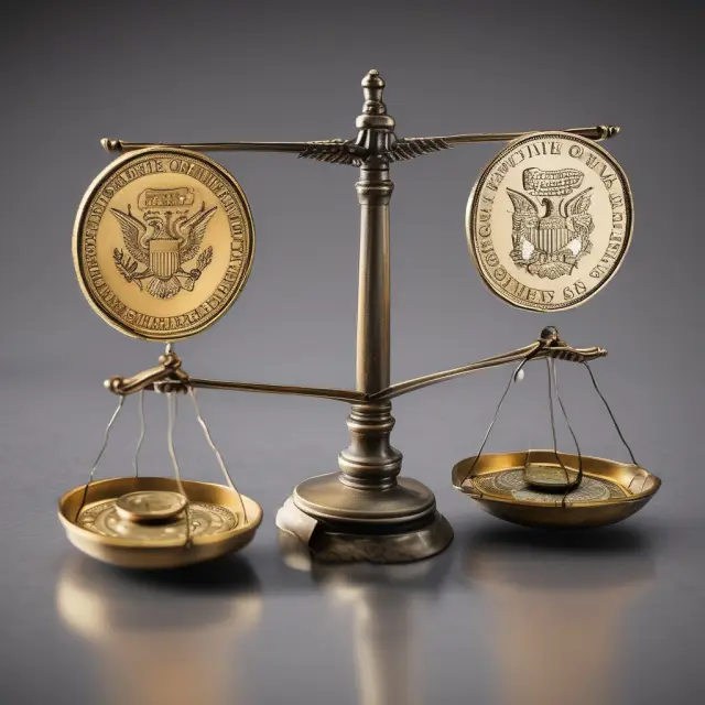 Two coins symbolizing federal and state governments balance Medicaid