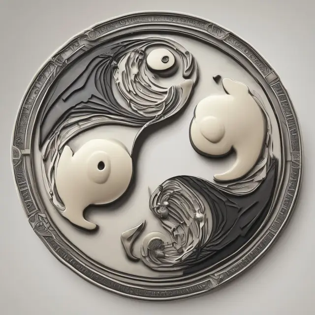 A pair of interconnected yin-yang coins representing government