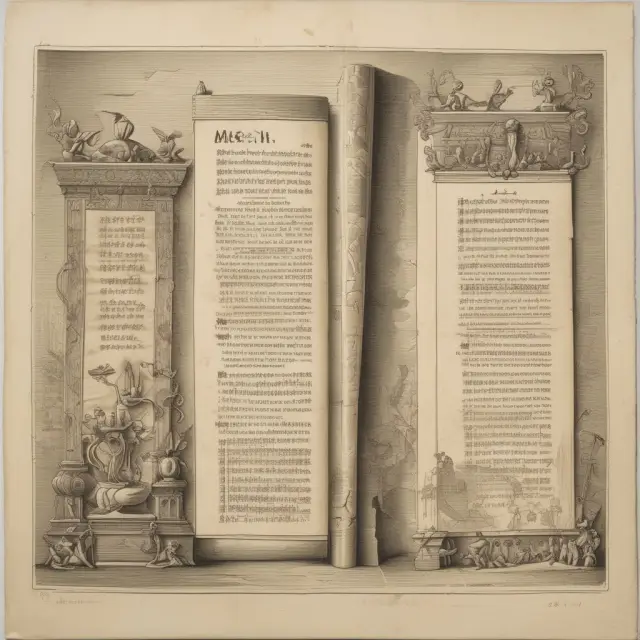 Menu costs conceptualized as an ancient scroll unfurling amidst a bustling marketplace to illustrate price adjustments