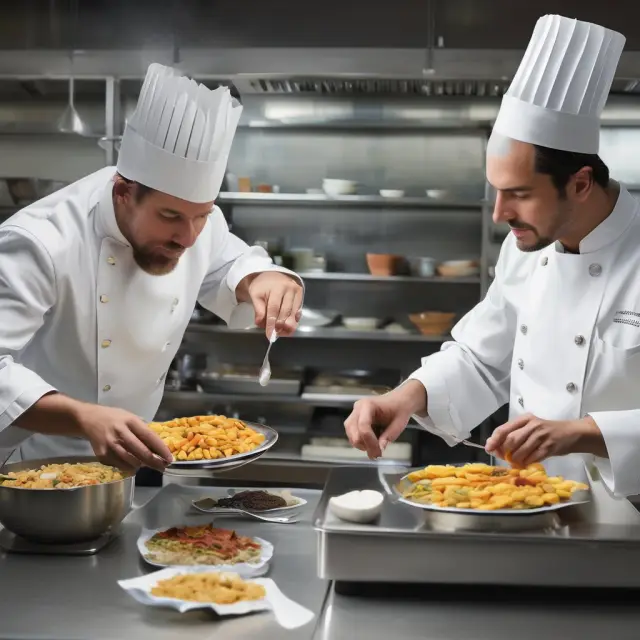 Strategic chef weighing ingredients on a digital scale for optimal pricing strategies in the competitive marketplace