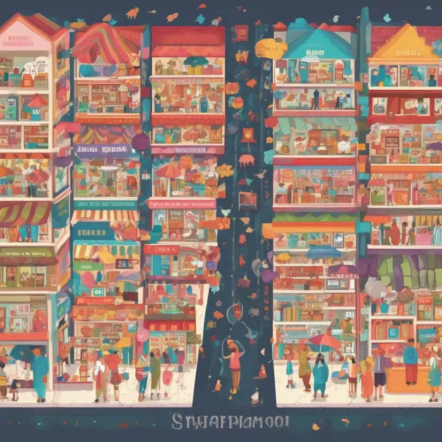 Diverse retail categories represented as a jigsaw puzzle: apparel, general merchandise, food and beverages, and specialty stores
