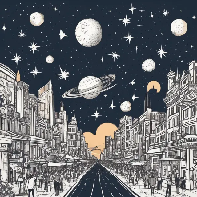 A celestial representation of retail cycles with seasonal trends orbiting around a retail industry planet, influenced by regional cultural practices as stars.