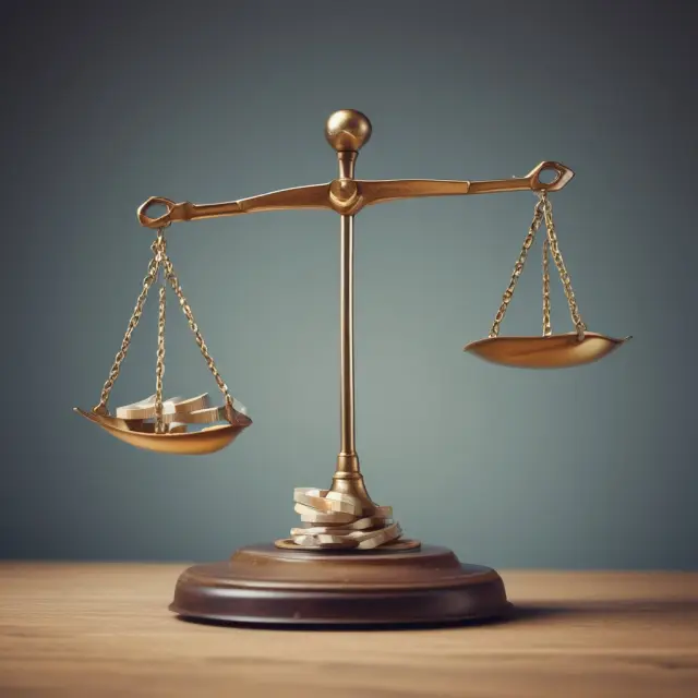 A balance atop a scale represents transaction value; weights on each side symbolize merchant discount rates and minimum charge fees in this SEO-optimized image for payment processing costs
