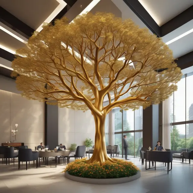 Golden tree symbolizes merchant banks, nurturing exclusive clients. Vibrant marketplace signifies investment banks catering to diverse corporate giants.