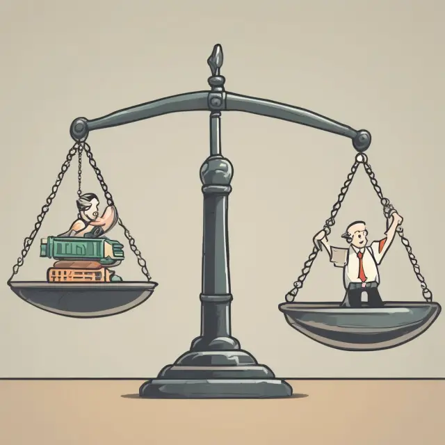 An investor balancing scales with target and acquiring company shares, illustrating cash vs stock-for-stock merger arbitrage strategies