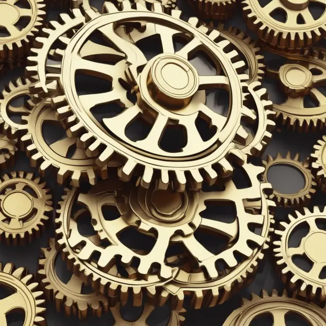 Two merging gears releasing gold coins, illustrating potential financial growth for shareholders in M&A transactions