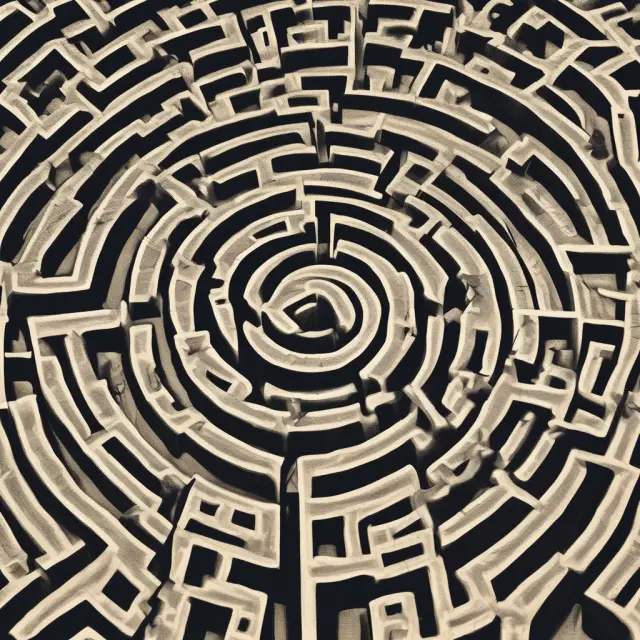 An investment banker, symbolizing guidance and expertise, leads a company through an intricate M&A maze towards growth and success