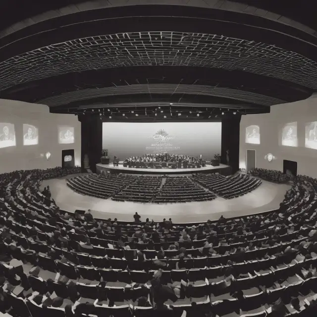 Amphitheater showcasing key Merrill Lynch leaders: Pierce R. Robertson, John A. Thain, Abhijit Bhattacharya, and more.