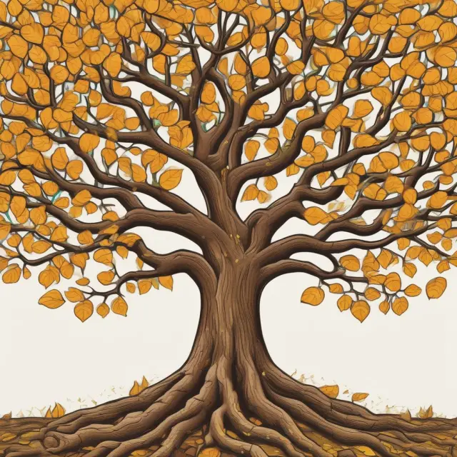 A golden tree with dividend-rich leaves sheds gold, symbolizing the adapted Merton model