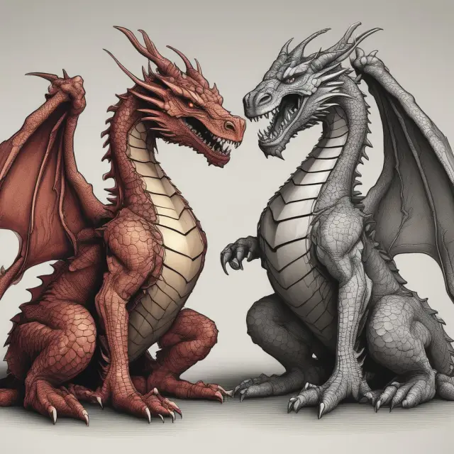 Two dragons symbolizing the JP Morgan and Merton models, illustrating their strengths and weaknesses for assessing credit risk