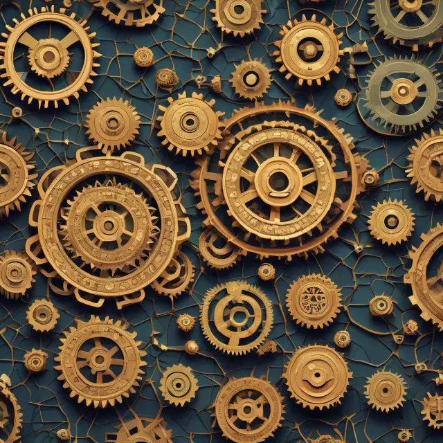Gear mosaic illustrating interconnected business goals and metrics